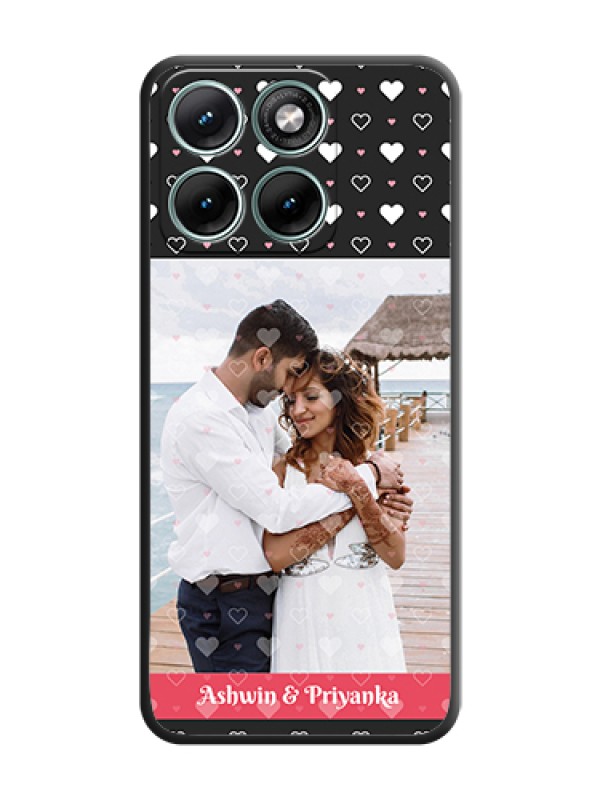 Custom White Color Love Symbols with Text Design on Photo On Space Black Custom Soft Matte Mobile Back Cover - Motorola Edge 70 Fusion