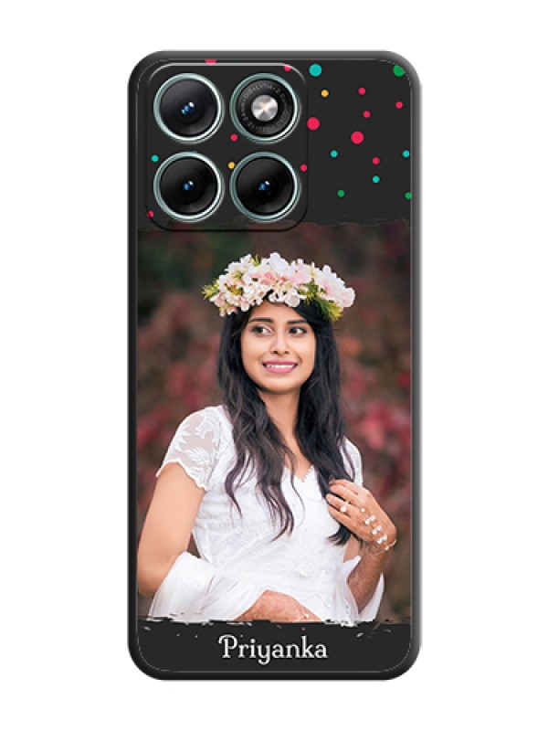 Custom Multicolor Dotted Pattern with Text On Space Black Custom Soft Matte Mobile Back Cover - Motorola Edge 70 Fusion