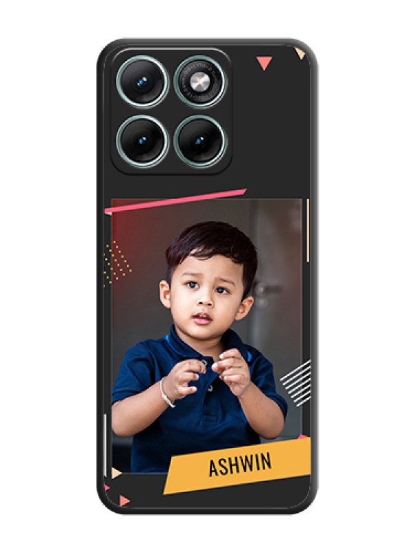 Custom Photo Frame with Triangle Small Dots on Photo On Space Black Custom Soft Matte Mobile Back Cover - Motorola Edge 70 Fusion