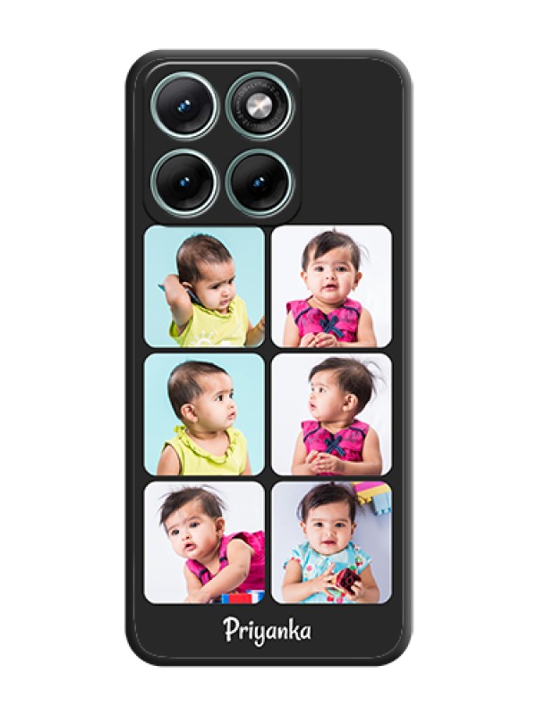 Custom Floral Art with 6 Image Holder on Photo On Space Black Custom Soft Matte Mobile Back Cover - Motorola Edge 70 Fusion