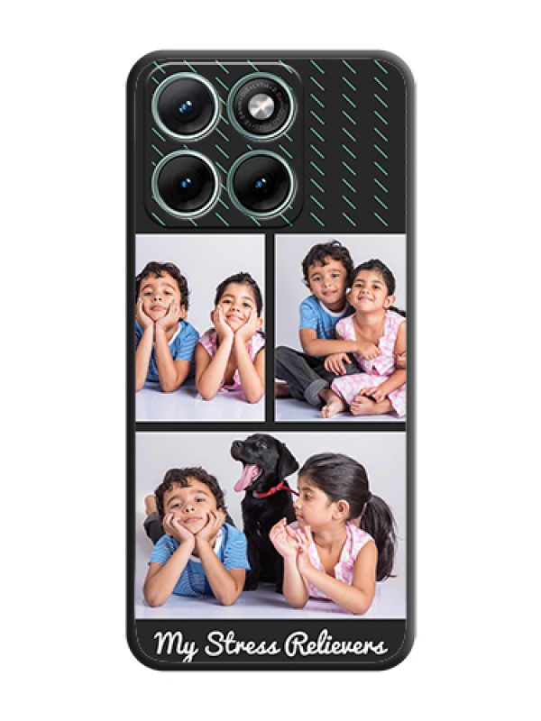 Custom Cross Dotted Pattern with 2 Image Holder On Space Black Custom Soft Matte Mobile Back Cover - Motorola Edge 70 Fusion