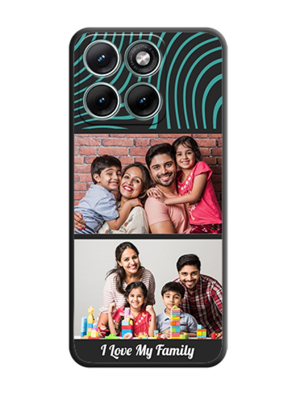 Custom Wave Pattern with 2 Image Holder On Space Black Custom Soft Matte Mobile Back Cover - Motorola Edge 70 Fusion