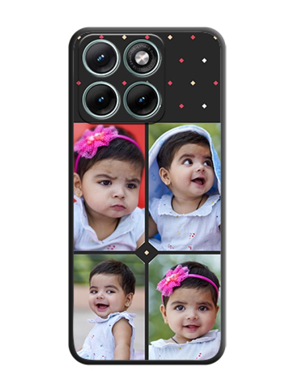 Custom Multicolor Dotted Pattern with 4 Image Holder On Space Black Custom Soft Matte Mobile Back Cover - Motorola Edge 70 Fusion
