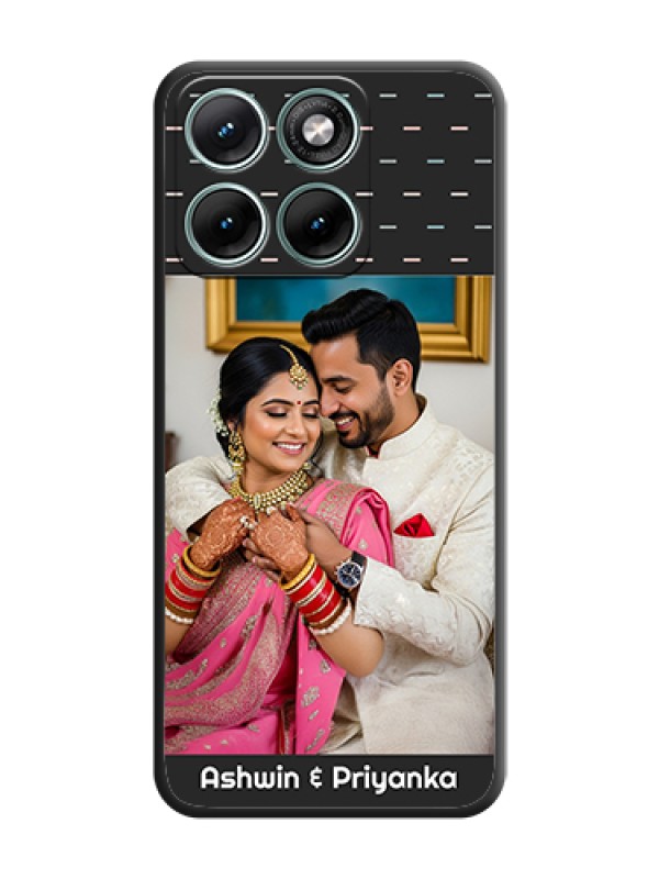 Custom Line Pattern Design with Text On Space Black Custom Soft Matte Mobile Back Cover - Motorola Edge 70 Fusion