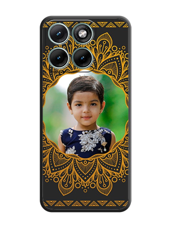 Custom Round Image with Floral Design On Space Black Custom Soft Matte Mobile Back Cover - Motorola Edge 70 Fusion