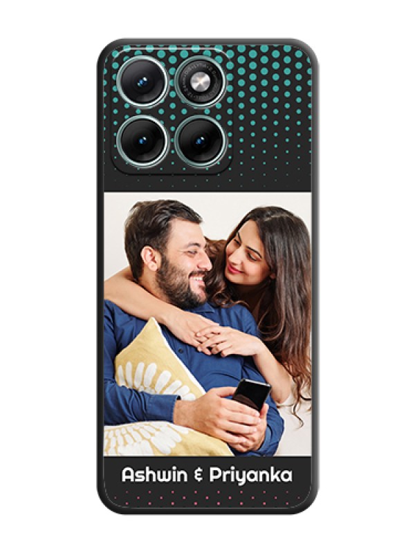Custom Faded Dots with Grunge Photo Frame and Text On Space Black Custom Soft Matte Mobile Back Cover - Motorola Edge 70 Fusion