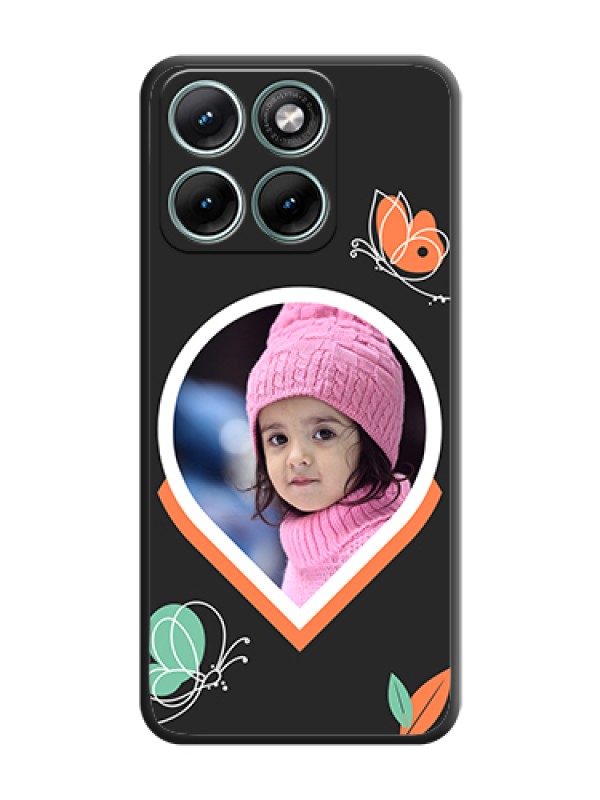 Custom Upload Pic With Simple Butterly Design On Space Black Custom Soft Matte Mobile Back Cover - Motorola Edge 70 Fusion