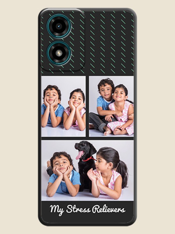 Custom Cross Dotted Pattern with 2 Image Holder On Space Black Custom Soft Matte Mobile Back Cover - Motorola G04s