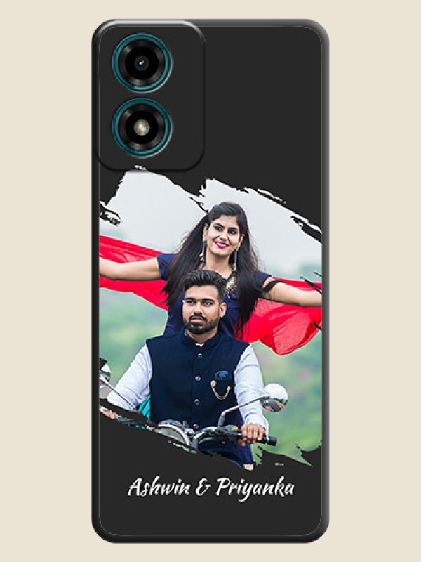 Custom Grunge Brush Strokes on Photo  On Space Black Custom Soft Matte Mobile Back Cover - Motorola G04s