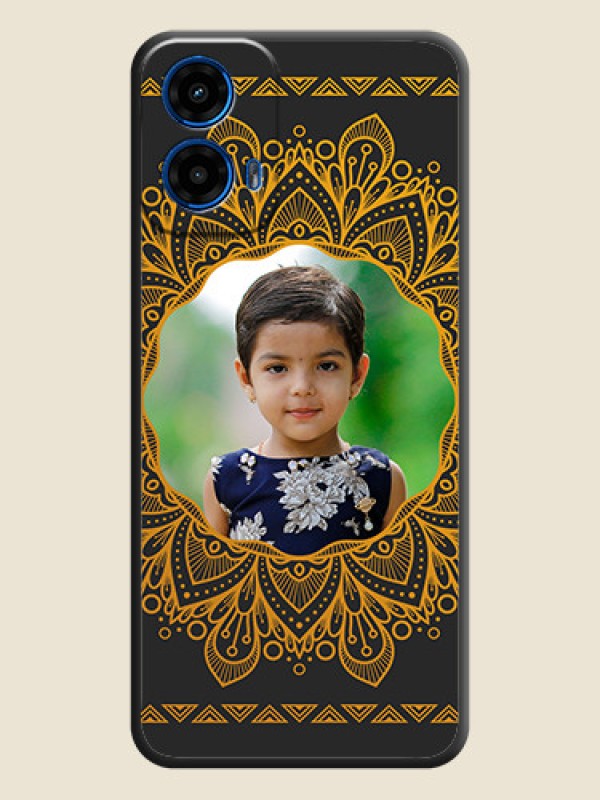 Custom Round Image with Floral Design - Photo on Space Black Soft Matte Mobile Cover - Motorola G34 5G
