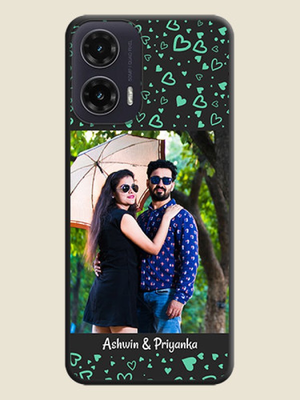 Custom Sea Green Indefinite Love Pattern on Photo On Space Black Custom Soft Matte Mobile Back Cover - Motorola G35 5G