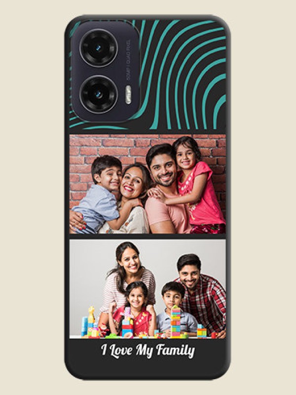 Custom Wave Pattern with 2 Image Holder On Space Black Custom Soft Matte Mobile Back Cover - Motorola G35 5G