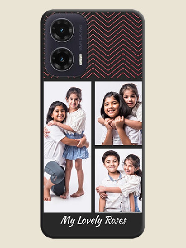 Custom Wave Pattern with 3 Image Holder On Space Black Custom Soft Matte Mobile Back Cover - Motorola G35 5G