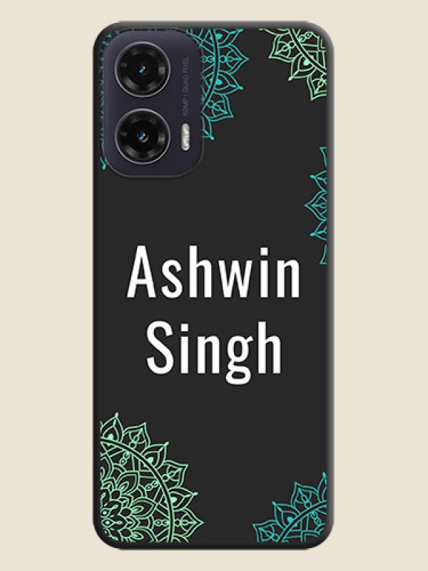 Custom Your Name with Floral Design On Space Black Custom Soft Matte Mobile Back Cover - Motorola G35 5G