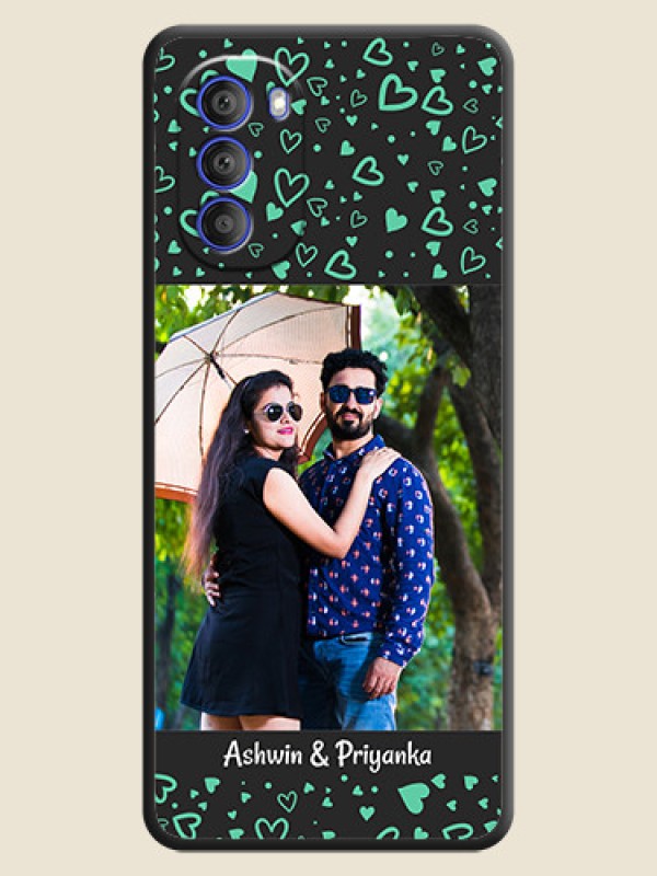 Custom Sea Green Indefinite Love Pattern on Photo on Space Black Soft Matte Mobile Cover - Motorola G51 5G