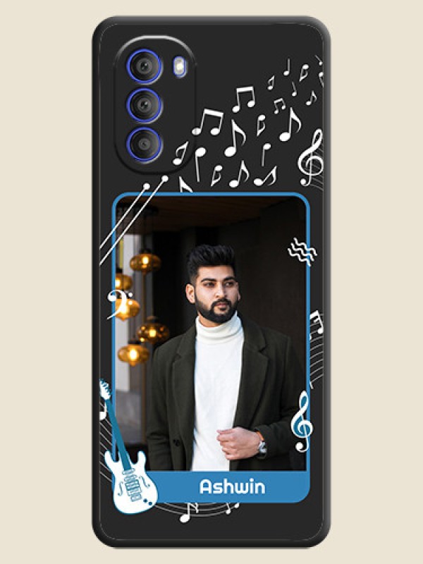Custom Musical Theme Design with Text on Photo on Space Black Soft Matte Mobile Case - Motorola G51 5G