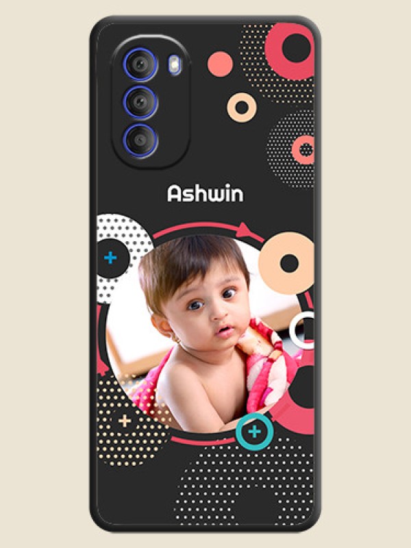 Custom Multicoloured Round Image on Personalised Space Black Soft Matte Cases - Motorola G51 5G