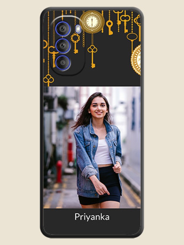 Custom Decorative Design with Text on Space Black Custom Soft Matte Back Cover - Motorola G51 5G