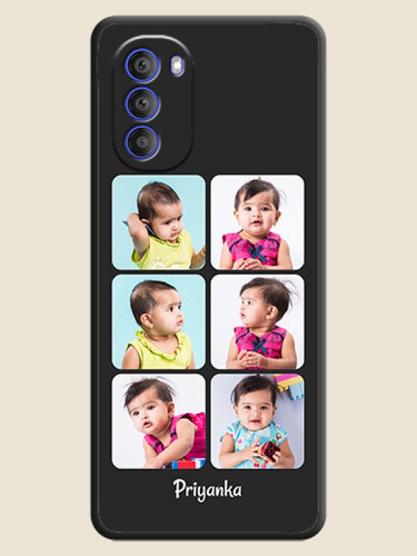 Custom Floral Art with 6 Image Holder on Photo on Space Black Soft Matte Mobile Case - Motorola G51 5G