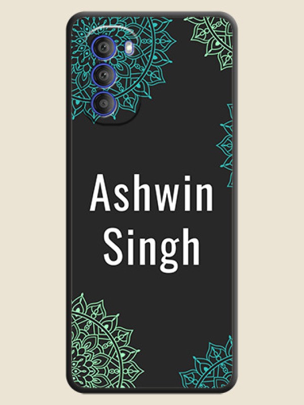 Custom Your Name with Floral Design on Space Black Custom Soft Matte Back Cover - Motorola G51 5G