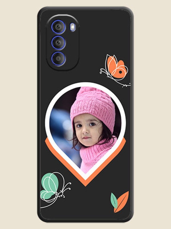 Custom Upload Pic With Simple Butterly Design On Space Black Personalized Soft Matte Phone Covers -Motorola G51 5G