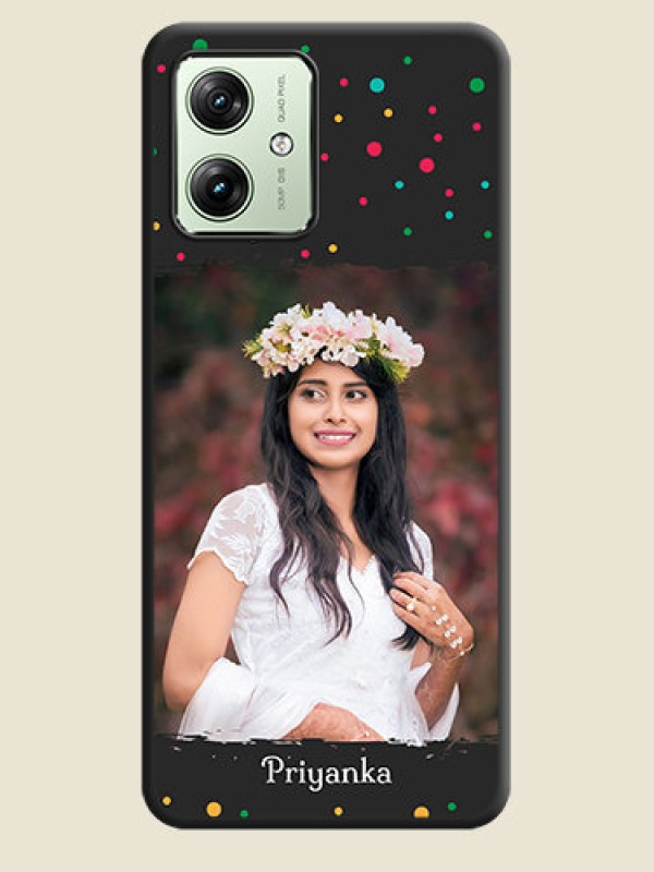 Custom Multicolor Dotted Pattern with Text  On Space Black Custom Soft Matte Mobile Back Cover - Motorola G54 5G