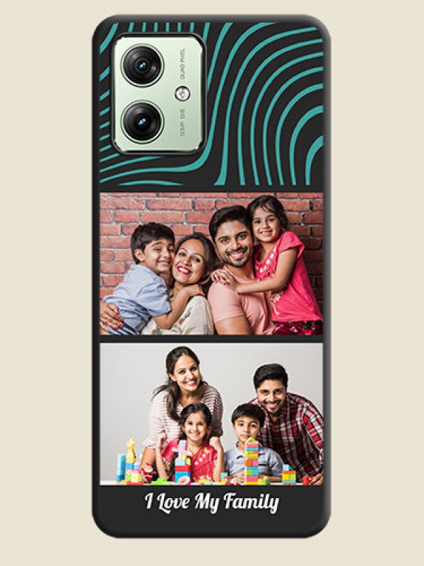 Custom Wave Pattern with 2 Image Holder On Space Black Custom Soft Matte Mobile Back Cover - Motorola G54 5G