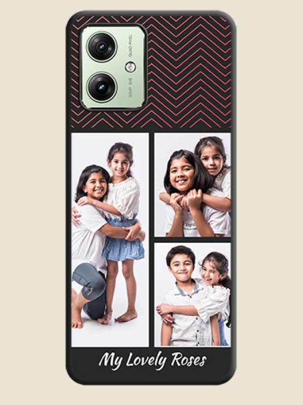 Custom Wave Pattern with 3 Image Holder On Space Black Custom Soft Matte Mobile Back Cover - Motorola G54 5G