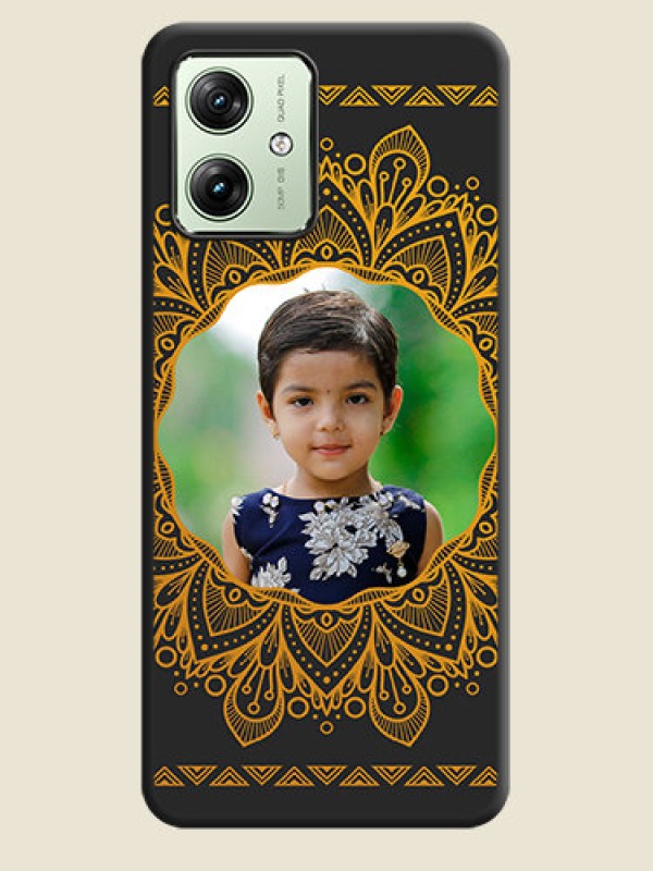 Custom Round Image with Floral Design On Space Black Custom Soft Matte Mobile Back Cover - Motorola G54 5G