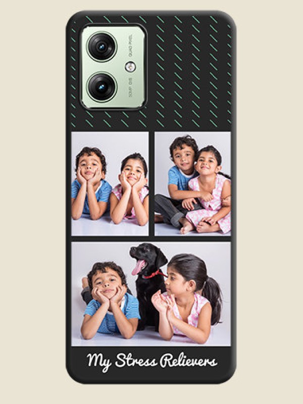 Custom Cross Dotted Pattern with 2 Image Holder on Personalised Space Black Soft Matte Cases - Motorola G64 5G