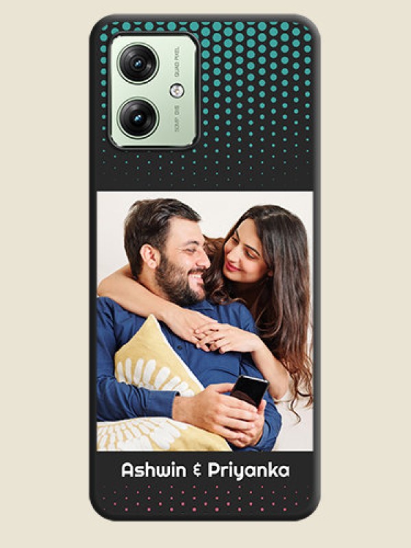 Custom Faded Dots with Grunge Photo Frame and Text on Space Black Custom Soft Matte Phone Cases - Motorola G64 5G