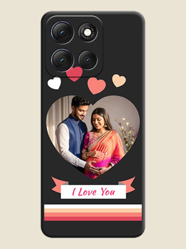 Custom Love Shaped Photo with Colorful Stripes On Space Black Custom Soft Matte Mobile Back Cover - Motorola G86 Power 5G