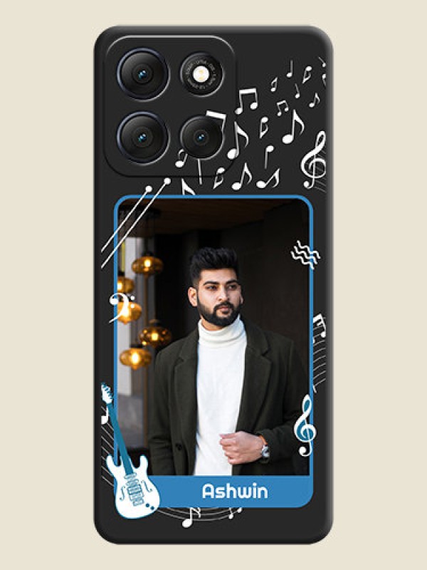 Custom Musical Theme Design with Text on Photo On Space Black Custom Soft Matte Mobile Back Cover - Motorola G86 Power 5G