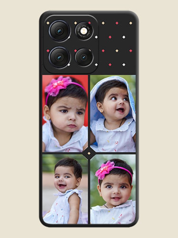 Custom Multicolor Dotted Pattern with 4 Image Holder On Space Black Custom Soft Matte Mobile Back Cover - Motorola G86 Power 5G