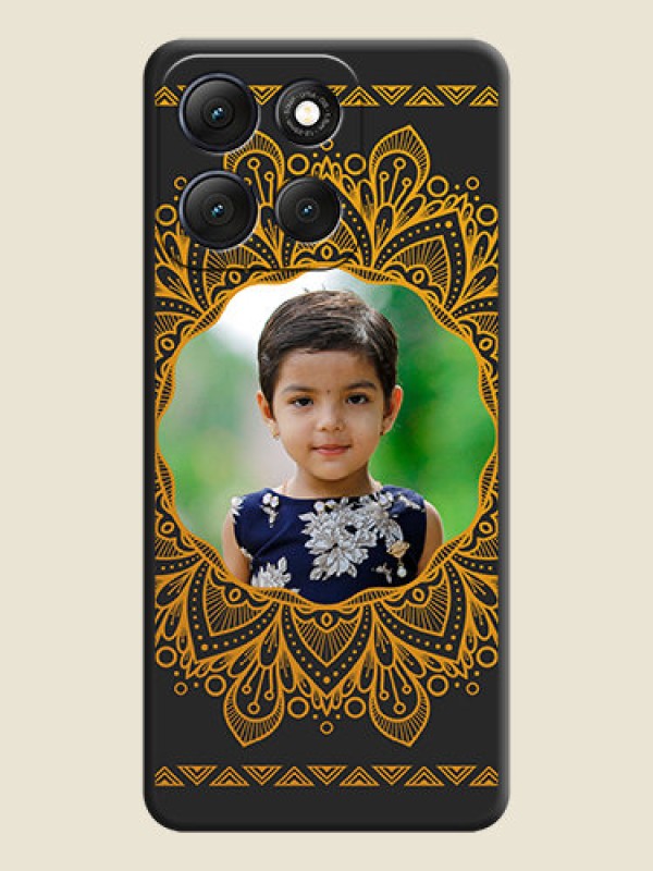 Custom Round Image with Floral Design On Space Black Custom Soft Matte Mobile Back Cover - Motorola G86 Power 5G