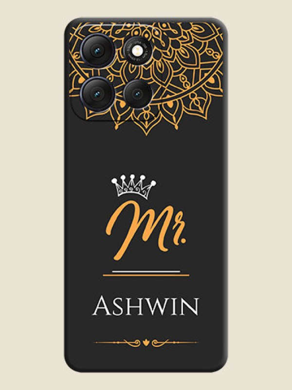 Custom Mr Name with Floral Design On Space Black Custom Soft Matte Mobile Back Cover - Motorola G86 Power 5G