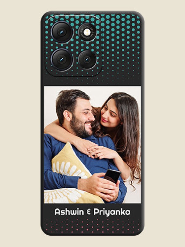 Custom Faded Dots with Grunge Photo Frame and Text On Space Black Custom Soft Matte Mobile Back Cover - Motorola G86 Power 5G