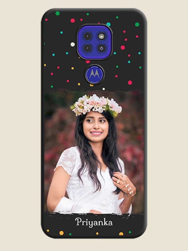 Custom Multicolor Dotted Pattern with Text on Space Black Custom Soft Matte Phone Back Cover - Motorola G9