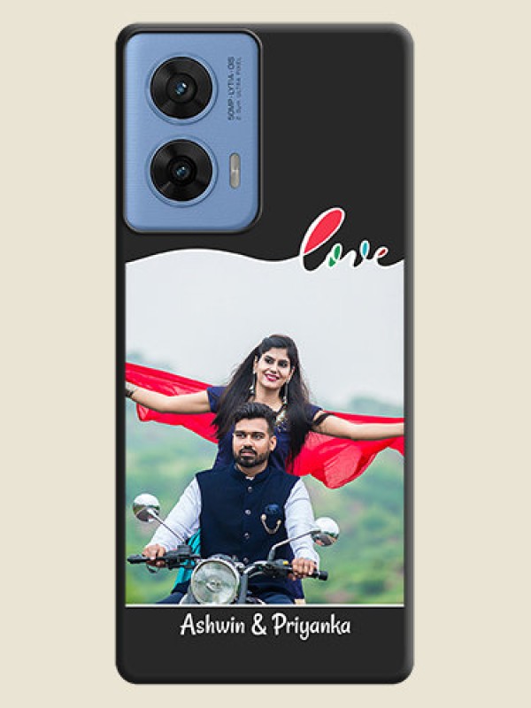 Custom Fall in Love Pattern with Picture on Photo On Space Black Custom Soft Matte Mobile Back Cover - Motorola G96 5G