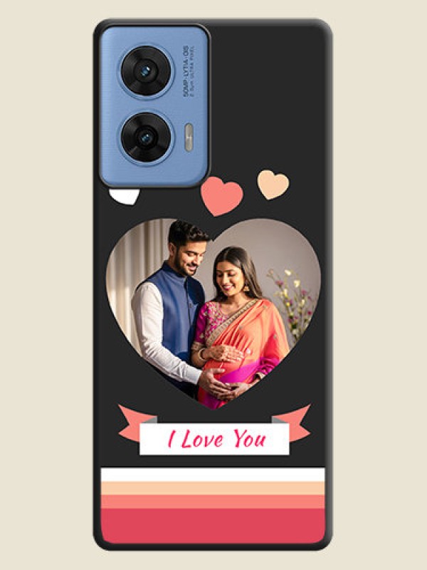 Custom Love Shaped Photo with Colorful Stripes On Space Black Custom Soft Matte Mobile Back Cover - Motorola G96 5G