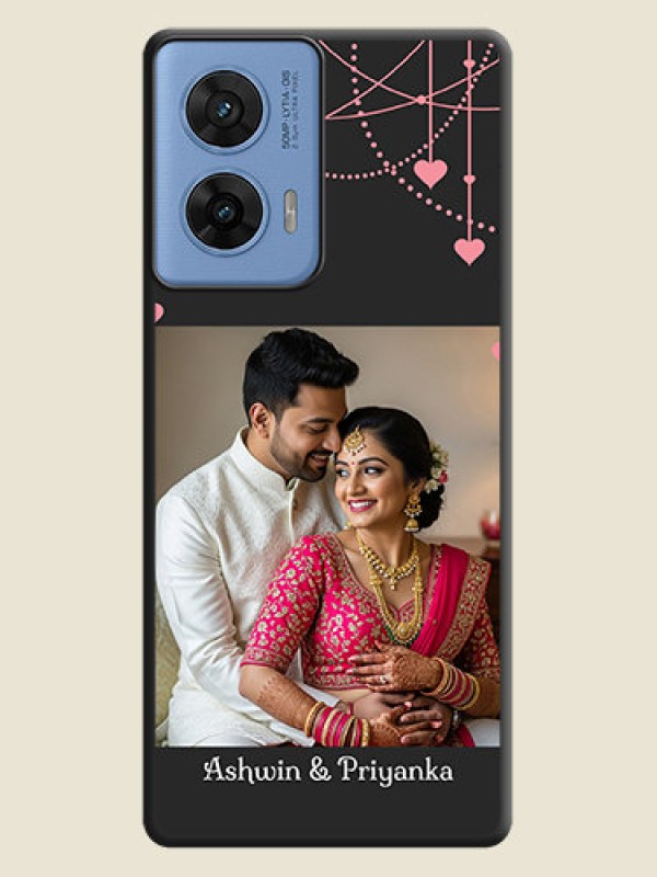 Custom Pink Love Hangings with Text On Space Black Custom Soft Matte Mobile Back Cover - Motorola G96 5G