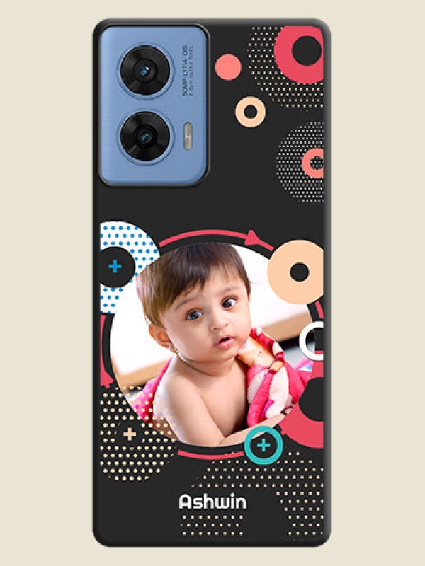 Custom Multicoloured Round Image On Space Black Custom Soft Matte Mobile Back Cover - Motorola G96 5G
