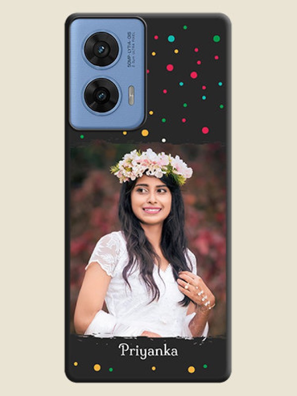 Custom Multicolor Dotted Pattern with Text On Space Black Custom Soft Matte Mobile Back Cover - Motorola G96 5G