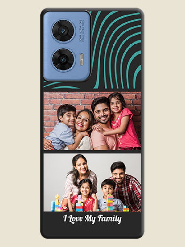 Custom Wave Pattern with 2 Image Holder On Space Black Custom Soft Matte Mobile Back Cover - Motorola G96 5G