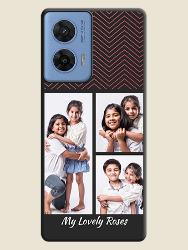 Custom Wave Pattern with 3 Image Holder On Space Black Custom Soft Matte Mobile Back Cover - Motorola G96 5G