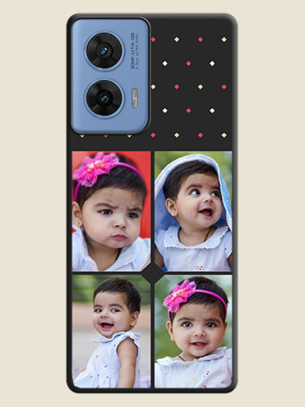 Custom Multicolor Dotted Pattern with 4 Image Holder On Space Black Custom Soft Matte Mobile Back Cover - Motorola G96 5G