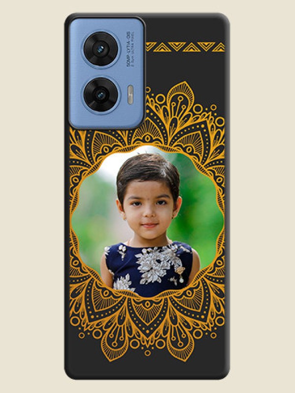 Custom Round Image with Floral Design On Space Black Custom Soft Matte Mobile Back Cover - Motorola G96 5G