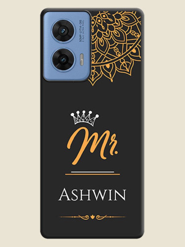 Custom Mr Name with Floral Design On Space Black Custom Soft Matte Mobile Back Cover - Motorola G96 5G