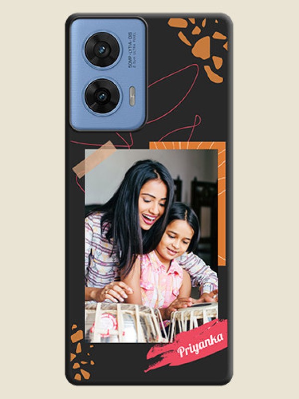 Custom Orange Photo Frame On Space Black Custom Soft Matte Mobile Back Cover - Motorola G96 5G