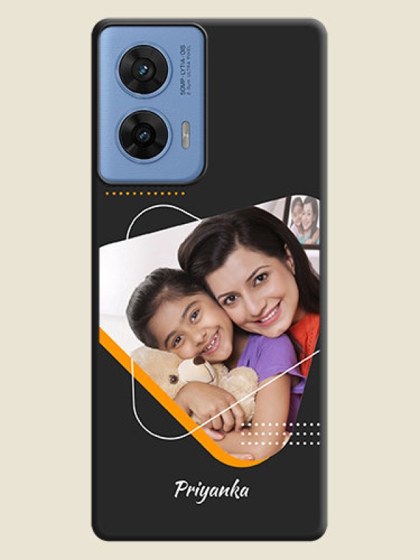 Custom Yellow Triangle on Photo On Space Black Custom Soft Matte Mobile Back Cover - Motorola G96 5G